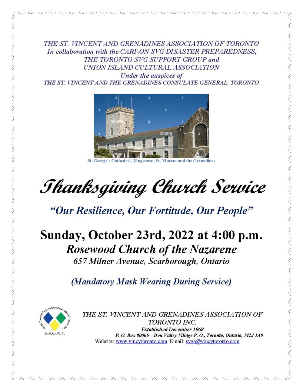 Sunday October 23, 2022 - Thanksgiving Church Service